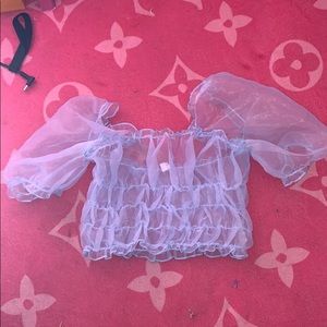 Sky blue mesh crop top
